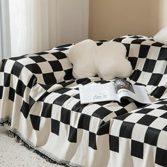 Sofa Blanket Checkerboard Grid Sofa Towel Full Cover Sofa Blanket Bed Bed Blanket Alice Fabric Knitted Throw Plaid Sofa