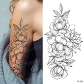 YICKYUE - attoo sticker women flower rose peony black tatouage temporaire femme temporary sleeve tattoo waterproof sexy body art fashion