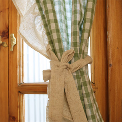 YICKYUE - Pastoral Green Gingham Curtain