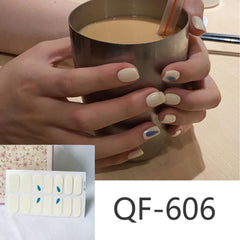 14tips/sheet Milk Heart Nail Wraps Polish Decals Strips Jump Cross Color Glitter 3D Adhesive Full Nail Art Stickers Matte Nails