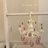 Kawaii Korean Style Girl Heart Retro Crystal Chandelier Shape Clothes Rack Cute Student Bedroom Clothespin Decoration Rack
