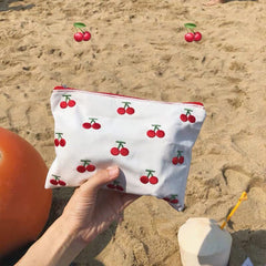 Korean Ins Storage Bag Organizer Kawaii Cherry Handbags Portable Cartoon Women's Handbags Makeup Organization