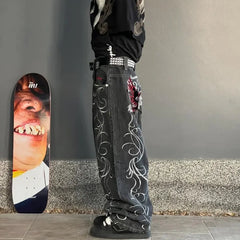 Hearujoy 90s Streetwear Woman Jeans Cargo Pants Women Clothing Y2k Baggy Harajuku Retro Hip Hop Embroidery Trousers Streetwear Ladies for Women
