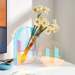 Nordic Home Decoration Vase Rainbow Acrylic Transparent Ins Household Vase Living Room Desktop Terrarium Decoration Accessories