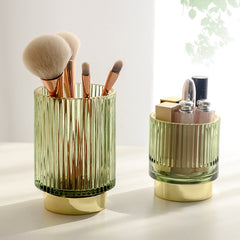 Nordic Gilt Glass Pen Holder Storage Bucket Thickened Table Lipstick Makeup Brush Organizer Jewelry Storage Box Vase Storage Box