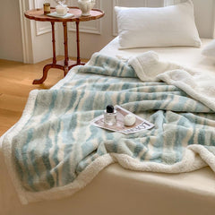 Yickyue Fluffy Blanket Plush Soft Air Conditioner Home Decor Bedspread Cute IG Colorful Stripe Winter Warm Travel Nap Throw Sofa Cover