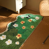 YICKYUE - Half Round Flower Tufting Carpet Soft Fluffy Bedside Bedroom Carpet Silicone Anti-skid Back Door Mat