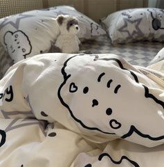 YICKYUE - Cute cartoon dog star bedding set teen boy,twin full queen lovely puppy cotton home textile bed sheet pillow case quilt cover