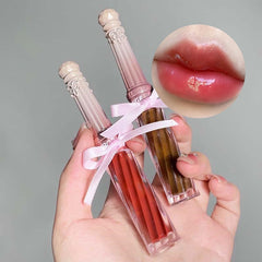 Yickyue Cute Bow Lip Gloss Gift for Girl Mirror Glass Lipstick Sexy Red Lip Tint Long Lasting Lip Makeup Waterproof Lip Stick Cosmetics