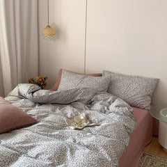 YICKYUE - Four-piece Cotton Retro Bed Sheet Duvet Cover Student Dormitory