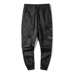 Hearujoy Tactical Functional Cargo Pants Joggers Men Black Elastic Waist Trousers Hip Hop Streetwear Multi-pocket Pants Techwear WB347
