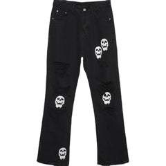 Hearujoy Skinny Jeans Pants Black Men Streetwear Destroyed Ripped Skull Printed Jeans Hip Hop Denim Pant Hole WB321