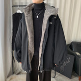 Hearujoy Winter Thick Lamb Fur Jacket Men Warm Fashion Hooded Coat Men Korean Loose Oversized Short Coat Mens Cotton Outwear Jackets