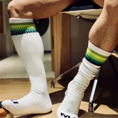 Hearujoy Socks Men Calcetines Striped High Tube Football Socks Skarpetki Men's Socks Sport Sweat Meias Calcetines Hombre Trend Stocking