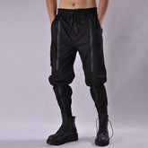 Hearujoy Tactical Functional Cargo Pants Joggers Men Black Elastic Waist Trousers Hip Hop Streetwear Zipper Design Pants Techwear WB376