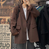 Hearujoy Korean Style Blazer Men Fashion Solid Color Business Casual Suit Jacket Men Streetwear Loose Dress Jackets Mens Formal Blazer