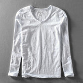 HEARUJOY - Fashionable Bamboo Cotton Long Sleeve Vintage T-shirts Men Casual Thin Tops Tees Comfortable Tshirt Distressed T-shirt