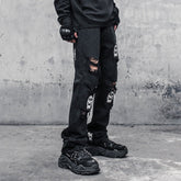 Hearujoy Skinny Jeans Pants Black Men Streetwear Destroyed Ripped Skull Printed Jeans Hip Hop Denim Pant Hole WB321