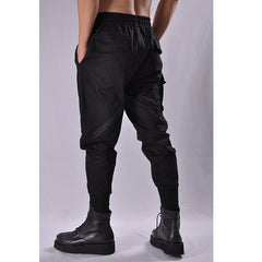 Hearujoy Tactical Functional Cargo Pants Joggers Men Black Elastic Waist Trousers Hip Hop Streetwear Zipper Design Pants Techwear WB376