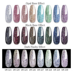 YICKYUE - 7.5ml Champagne Silver Reflective Glitter Gel Nail Polish Laser Sparkling Hybird Soak Off Nail Art UV LED Varnishes