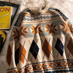 Hearujoy Pullovers Vintage Retro Christmas Sweater Couple Men's Knitted Sweater Winter Warm Casual Korean Streetwear Harajuku