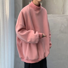 Hearujoy 4 Colors Fleece Hoodie Men Fashion Casual Stand-up Collar Sweatshirt Men Streetwear Loose Hip-hop Pullover Hoodies Mens Hoody