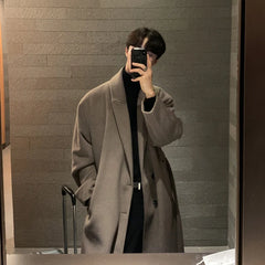 Hearujoy 2024 Winter Men Thick Woolen Dust Coat Korean Style Streetwear Male Loose Solid Color Warm Trenchcoat long coat for men Windbreak