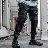 Hearujoy Tactical Functional Cargo Pants Joggers Men Black Elastic Waist Trousers Hip Hop Streetwear Multi-pocket Pants Techwear WB347
