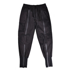 Hearujoy Tactical Functional Cargo Pants Joggers Men Black Elastic Waist Trousers Hip Hop Streetwear Zipper Design Pants Techwear WB376