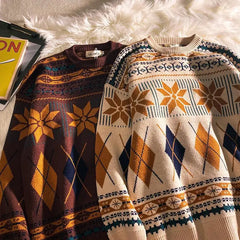Hearujoy Pullovers Vintage Retro Christmas Sweater Couple Men's Knitted Sweater Winter Warm Casual Korean Streetwear Harajuku