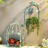 YICKYUE - Vintage American Country Wall Hanging Metal Wire Iron Half Bird Cage Flower Pot Garden Decoration