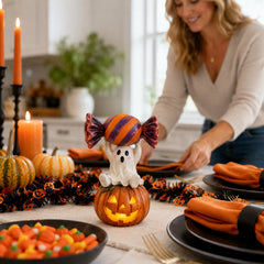 YICKYUE - New Cute Candy Ghost Resin Statue Desktop Ornaments Crafts Siting Posture Home Decoration Accessories Halloween Party Gift