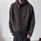 YICKYUE - Vintage Knit Hooded Cardigan Mens Fall Long Sleeve Hoodie Tops Simple High-end Winter Warm Knitwear Lazy Wind Sweater Streetwear