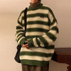 HEARUJOY - Striped Men's Trendy High-end Knitted Sweater Coat