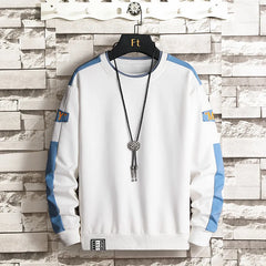 HEARUJOY - Spring utumn New Fashion Brand Men's Sweatshirt Trendy Color-Blocked Loose Round Neck Long Sleeve T-shirt Top Casual