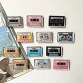 YICKYUE - 6Pcs Acrylic Mini Tape Radio Refrigerator Home Decoration Photo Message Magnet Fixed.