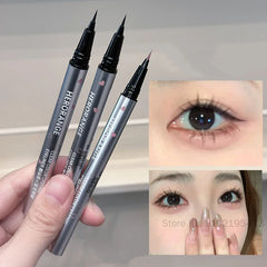 YICKYUE - 1Pc Waterproof Sweat-Proof Ultra Thin Black Brown Liquid Eyeliner Lying Silkworm Pen Long-Lasting Eye Makeup Eye Liner Pencils