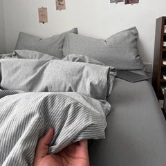 YICKYUE - Ins Nordic Bedding Set Plaid Striped Duvet Cover Set Soft Flat Sheets Set 2 Pillowcases Single Twin Full Queen Size Simple Style
