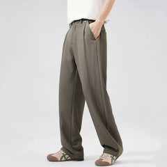 HEARUJOY - New Fashion Men's Suit Pants Summer Single Pleated Casual Wide Leg Draped Full Length Trousers Thin Male Bottoms