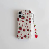 YICKYUE - Korean Ins Full Screen Strawberry Musical Note Polka Dots Phone Case For iPhone 17 AIR 16 15 14 13 12 11 Pro MAX Plus Y2K Cover