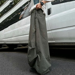 HEARUJOY - Spring Summer Loose Casual Soft Flowy Lightweight Wide Leg Shorts for Men Elastic High Waist Korean Fashion