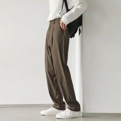 HEARUJOY - New Casual Suit Pants Men's Net Version Straight Loose Trousers Trendy Brand