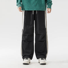 HEARUJOY - Spring Summer Men's Trousers New Fashion High Street Color Striped Pockets Drawstring Daily Commute Casual Loose Wide Leg Pants