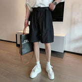 Hearujoy Trendy Men's Shorts Lace-up Solid Color Male Bottoms Pocket 2024 Summer Loose Temperament Knee-length 9C6440