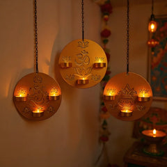 YICKYUE - 1pc Metal for Lotus Candle Holder Elegant Wall-Mounted Diwali Hanukkah Decor Happy Diwali Candlestick Decorations for Hanukkah