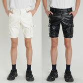 Hearujoy New Solid PU Leather Pants Casual Men's Short Leather Pants Summer Fashion Club Punk Rock Shorts for Men Street LGBT Clothing
