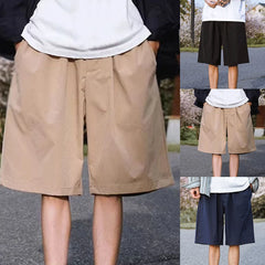HEARUJOY - Casual Outings Blue Casual Loose Shorts Lightweight Casual Pants Daily Wear Shorts Medium Waist Design Polyester Fabric
