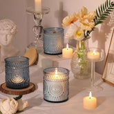 YICKYUE - 12PCS Glass Candle Holders Votive Candle Jars Empty Container for DIY Candle Making Crafts Holiday Decor Gift for Friends Family