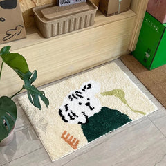 YICKYUE - Cartoon Tufting Bathroom Mat Dog Food Carpet Area Rug Bathmat Floor Tub Side Absorbent Anti Slip Pad Doormat Home Decor 50x80cm