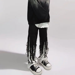 Hearujoy Hip Hop Jeans Pants Men Black Denim Trousers Male Straight Japanese Streetwear Hippie Loose Casual Darkwear Patchwork